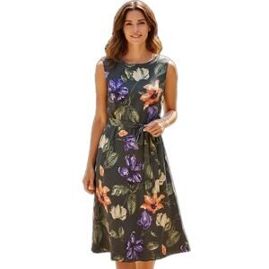 LAUREN RALPH LAUREN Women's 8 Midi Dress Tropical Floral Sleeveless Tie Belt